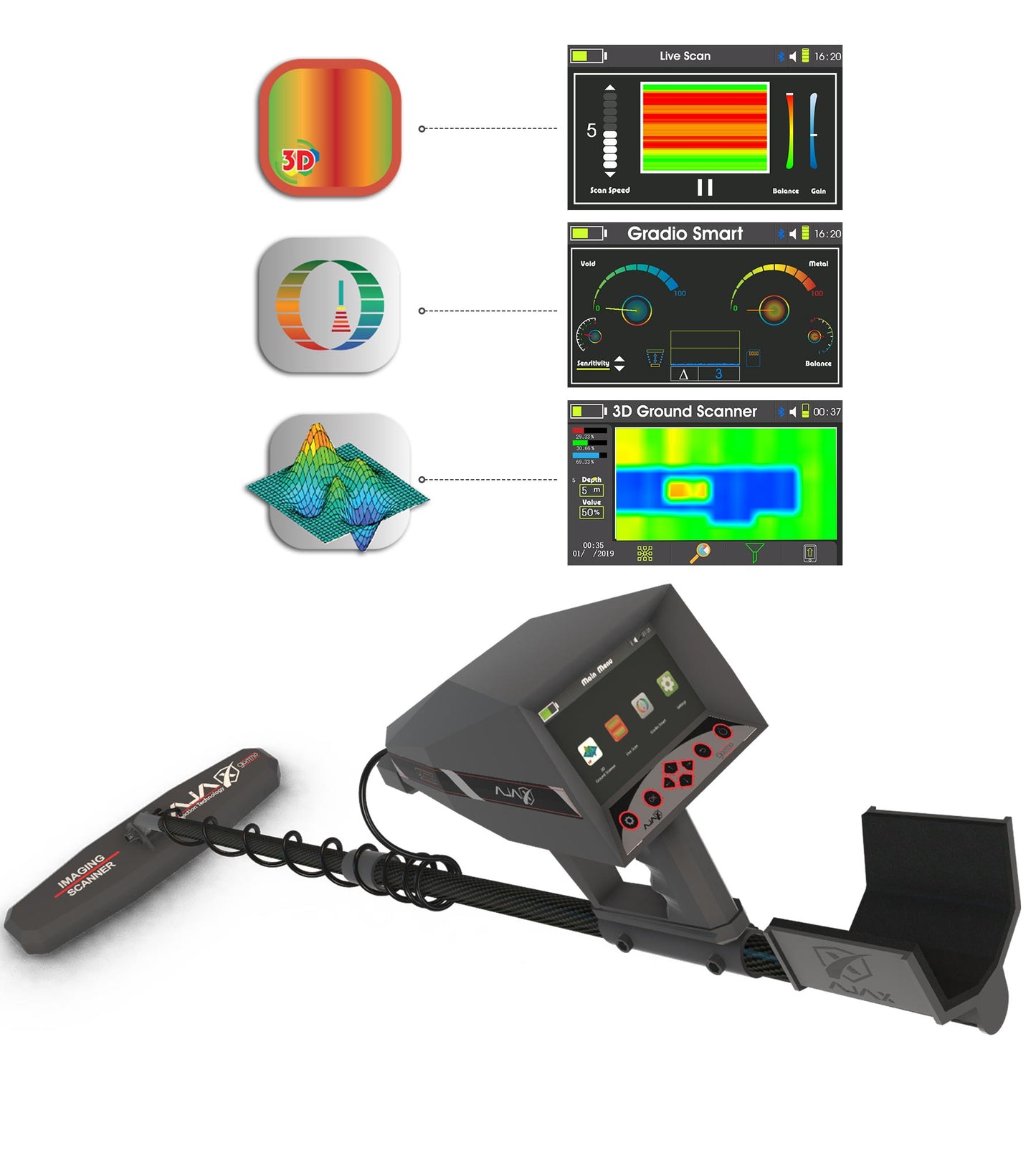 AJAX GAMMA 3-Part 3D Gold Detector