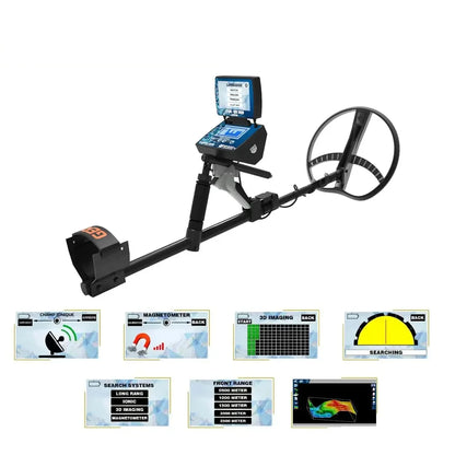 GER DETECT Titan 1000 Long Range Metal Detector with 8" and 17" Coils - Five Search Systems