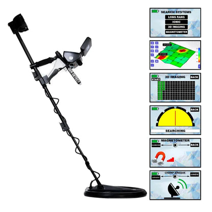 GER DETECT Titan 1000 Long Range Metal Detector with 8" and 17" Coils - Five Search Systems